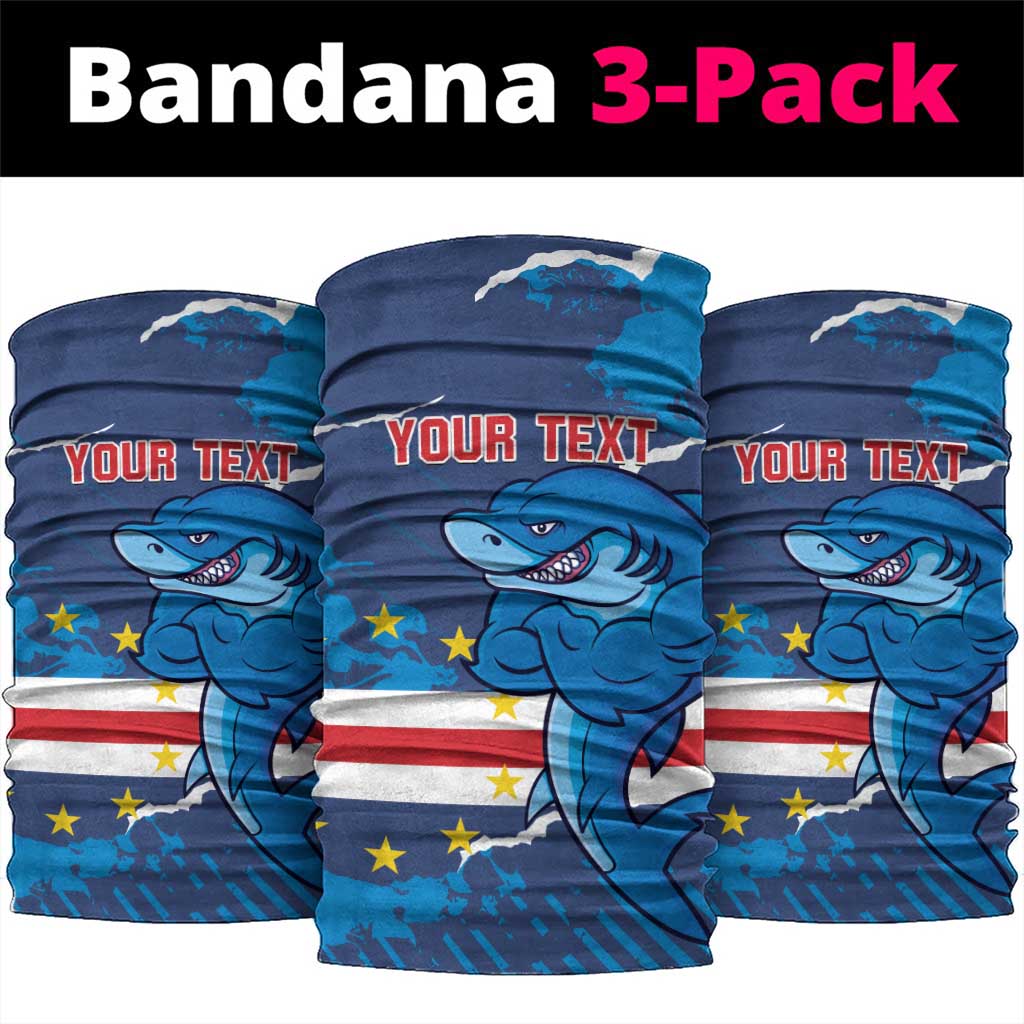 Custom Cape Verde Football Neck Gaiter Blue Sharks Mascot LT14