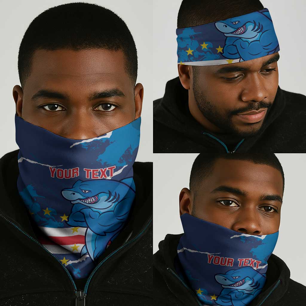 Custom Cape Verde Football Neck Gaiter Blue Sharks Mascot LT14