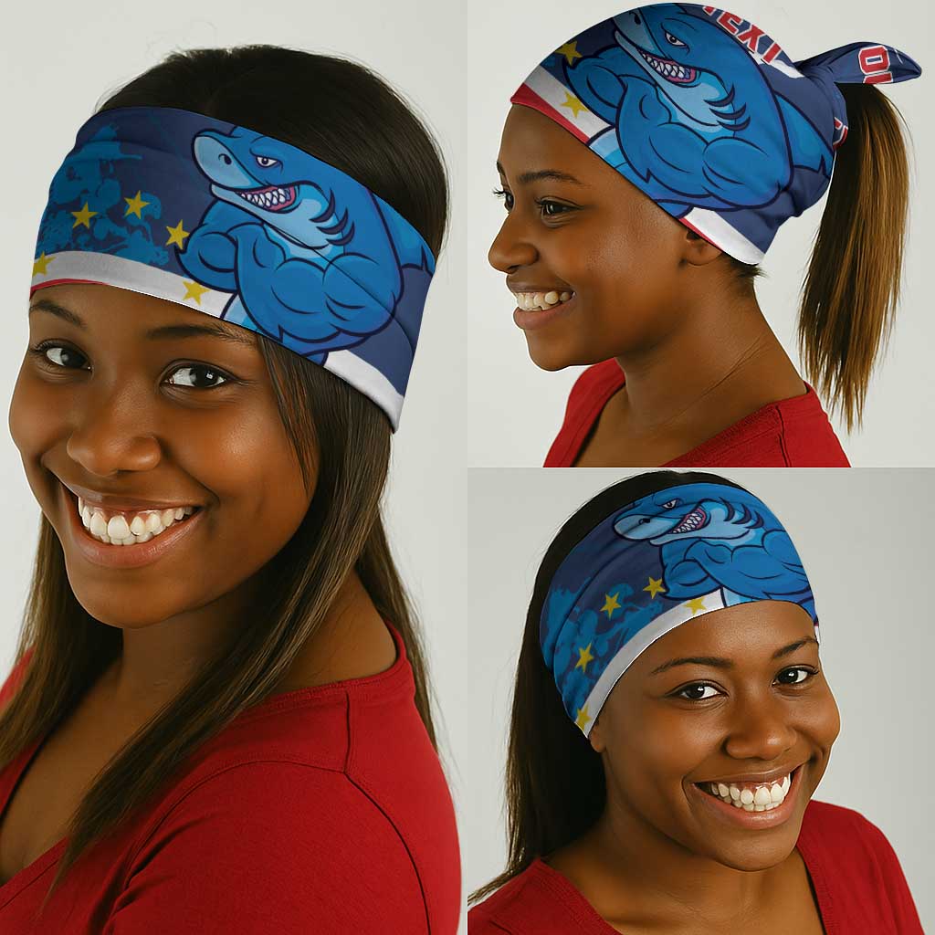 Custom Cape Verde Football Neck Gaiter Blue Sharks Mascot LT14