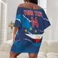 Custom Cape Verde Football Off Shoulder Short Dress Blue Sharks Mascot