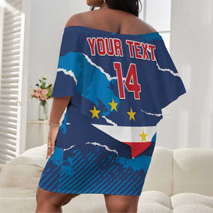 Custom Cape Verde Football Off Shoulder Short Dress Blue Sharks Mascot