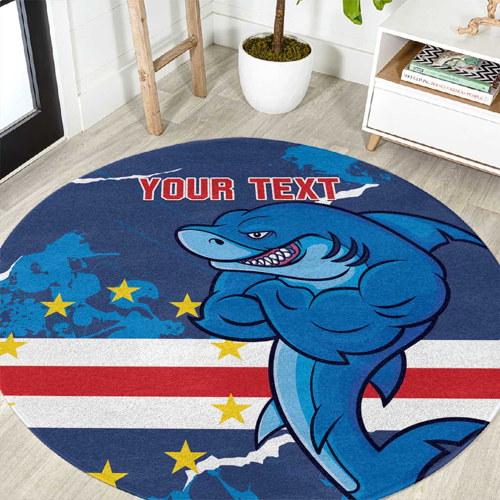 Custom Cape Verde Football Round Carpet Blue Sharks Mascot