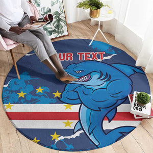 Custom Cape Verde Football Round Carpet Blue Sharks Mascot