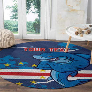 Custom Cape Verde Football Round Carpet Blue Sharks Mascot