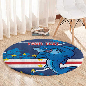 Custom Cape Verde Football Round Carpet Blue Sharks Mascot