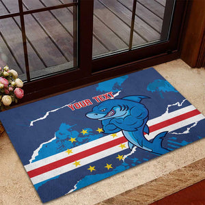 Custom Cape Verde Football Rubber Doormat Blue Sharks Mascot