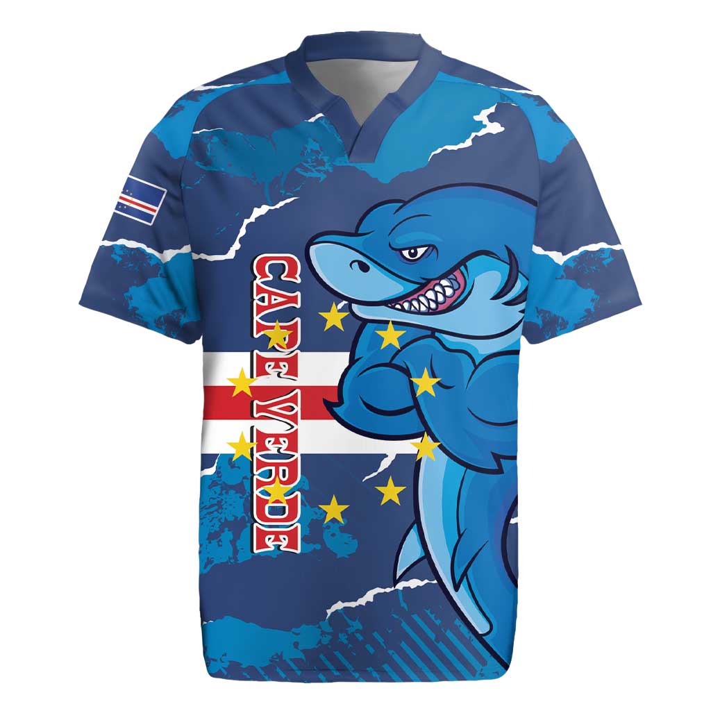 Custom Cape Verde Football Rugby Jersey Blue Sharks Mascot