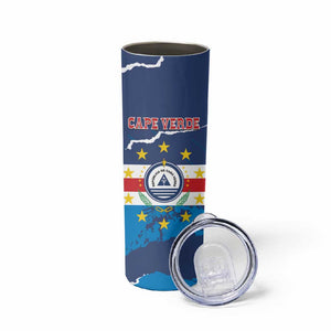 Custom Cape Verde Football Skinny Tumbler Blue Sharks Mascot