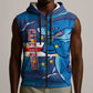 Custom Cape Verde Football Sleeveless Zip Hoodie Blue Sharks Mascot - African Pride