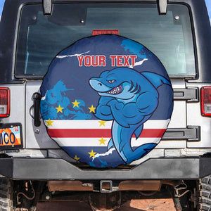 Custom Cape Verde Football Spare Tire Cover Blue Sharks Mascot