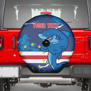 Custom Cape Verde Football Spare Tire Cover Blue Sharks Mascot