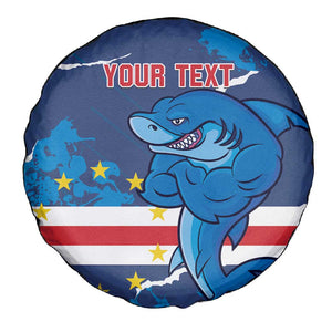 Custom Cape Verde Football Spare Tire Cover Blue Sharks Mascot