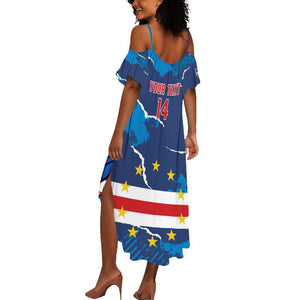 Custom Cape Verde Football Summer Maxi Dress Blue Sharks Mascot