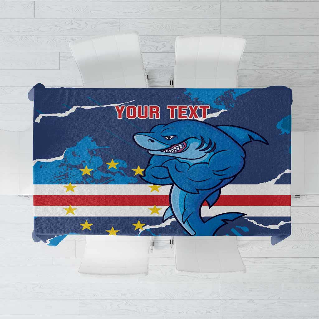 Custom Cape Verde Football Tablecloth Blue Sharks Mascot