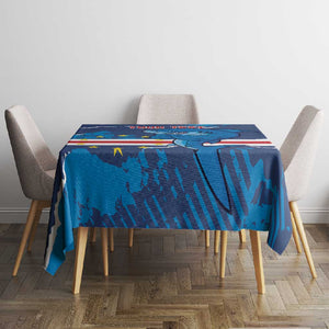 Custom Cape Verde Football Tablecloth Blue Sharks Mascot