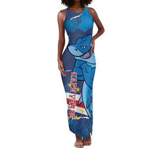 Custom Cape Verde Football Tank Maxi Dress Blue Sharks Mascot