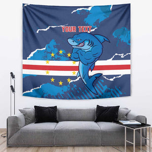 Custom Cape Verde Football Tapestry Blue Sharks Mascot