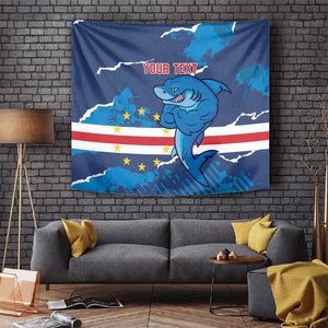 Custom Cape Verde Football Tapestry Blue Sharks Mascot