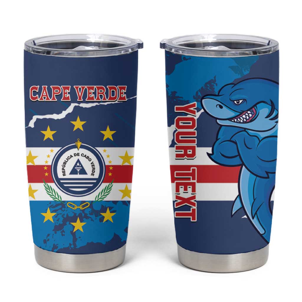 Custom Cape Verde Football Tumbler Cup Blue Sharks Mascot