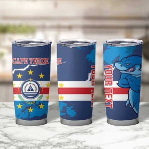 Custom Cape Verde Football Tumbler Cup Blue Sharks Mascot