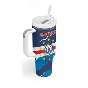 Custom Cape Verde Football Tumbler With Handle Blue Sharks Mascot