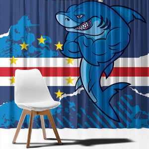 Custom Cape Verde Football Window Curtain Blue Sharks Mascot