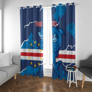 Custom Cape Verde Football Window Curtain Blue Sharks Mascot