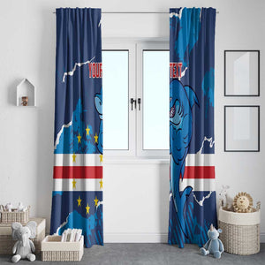 Custom Cape Verde Football Window Curtain Blue Sharks Mascot