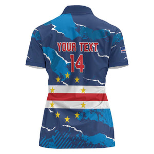 Custom Cape Verde Football Women Polo Shirt Blue Sharks Mascot