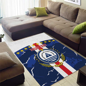 Custom Cape Verde Football Area Rug Blue Sharks Sporty