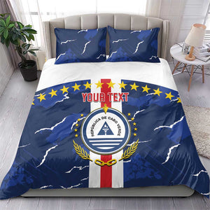 Custom Cape Verde Football Bedding Set Blue Sharks Sporty