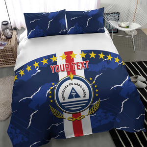 Custom Cape Verde Football Bedding Set Blue Sharks Sporty