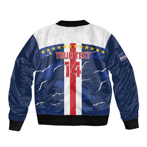 Custom Cape Verde Football Bomber Jacket Blue Sharks Sporty