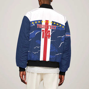 Custom Cape Verde Football Bomber Jacket Blue Sharks Sporty