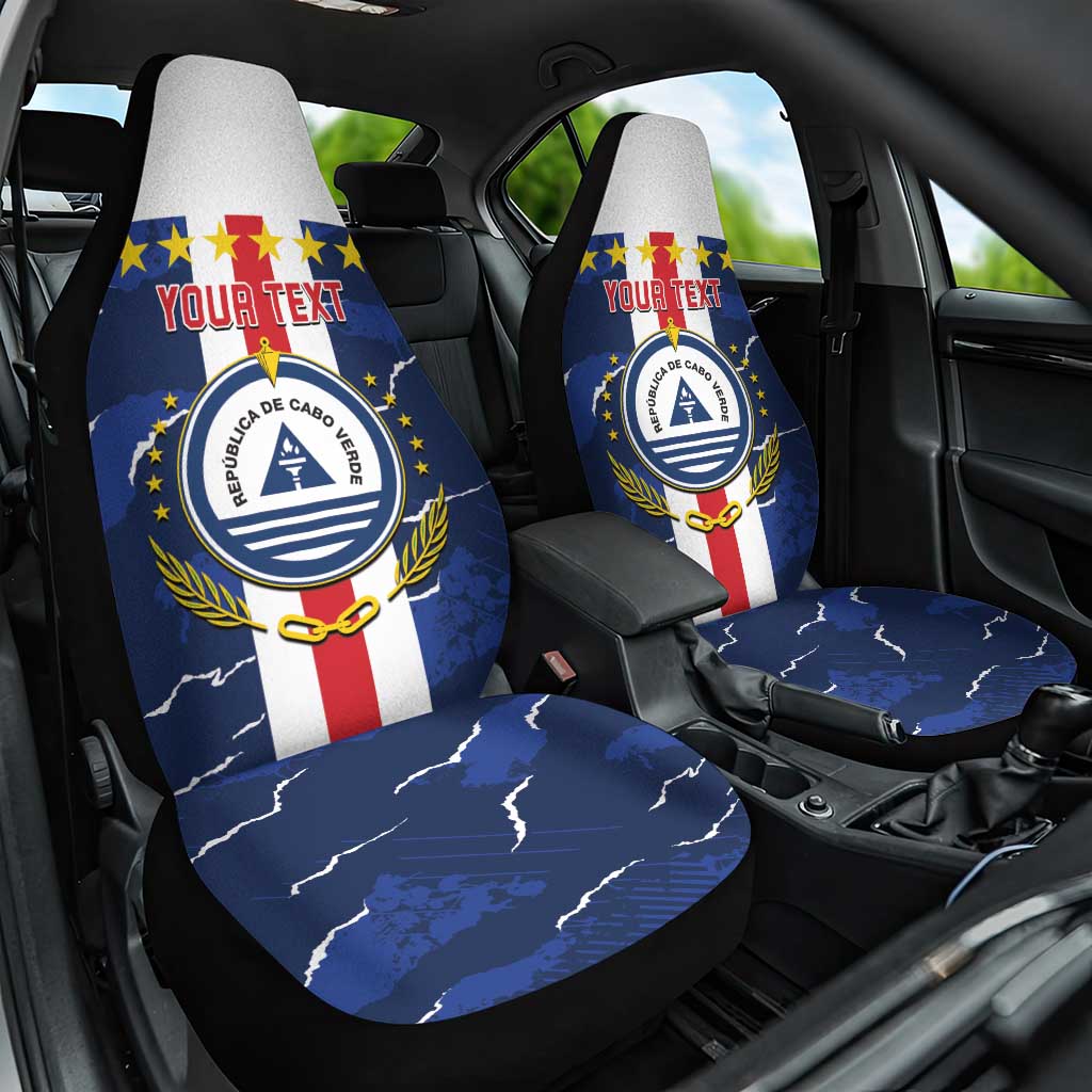 Custom Cape Verde Football Car Seat Cover Blue Sharks Sporty