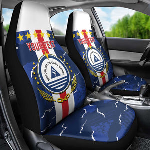 Custom Cape Verde Football Car Seat Cover Blue Sharks Sporty