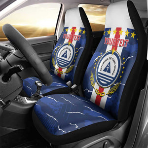 Custom Cape Verde Football Car Seat Cover Blue Sharks Sporty