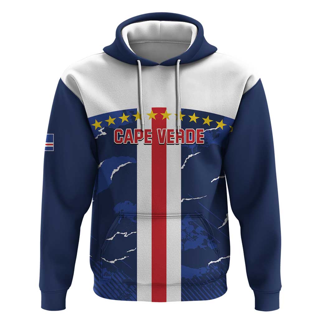 Custom Cape Verde Football Hoodie Blue Sharks Sporty