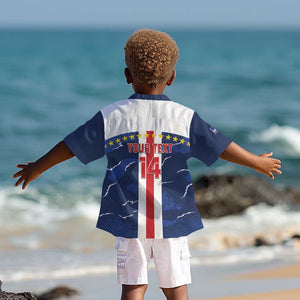 Custom Cape Verde Football Kid Hawaiian Shirt Blue Sharks Sporty