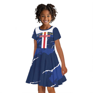 Custom Cape Verde Football Kid Short Sleeve Dress Blue Sharks Sporty