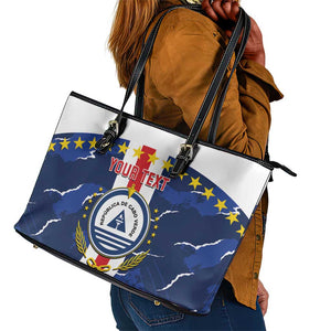 Custom Cape Verde Football Leather Tote Bag Blue Sharks Sporty