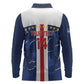 Custom Cape Verde Football Long Sleeve Polo Shirt Blue Sharks Sporty
