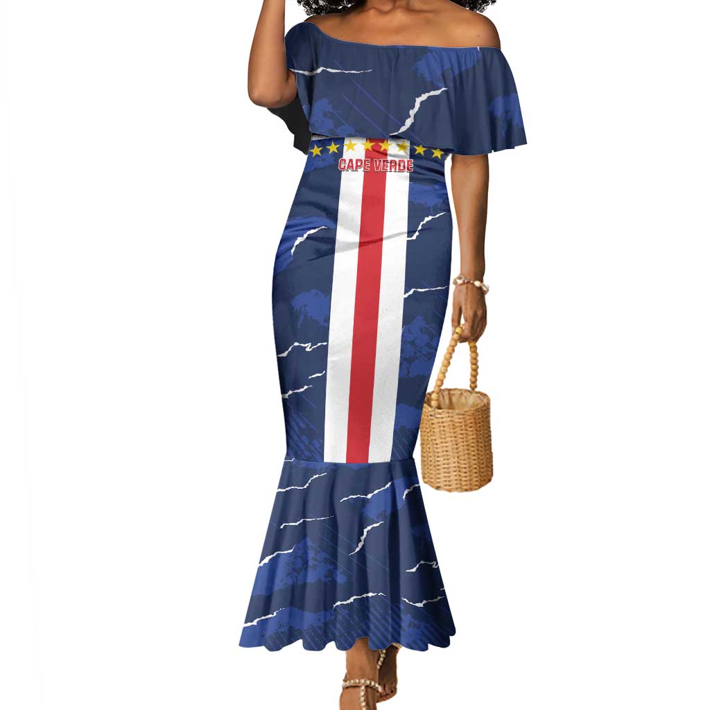 Custom Cape Verde Football Mermaid Dress Blue Sharks Sporty