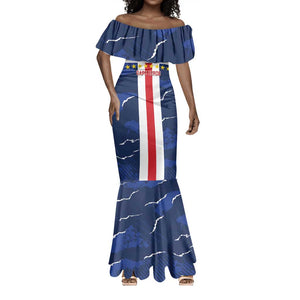 Custom Cape Verde Football Mermaid Dress Blue Sharks Sporty