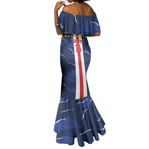 Custom Cape Verde Football Mermaid Dress Blue Sharks Sporty