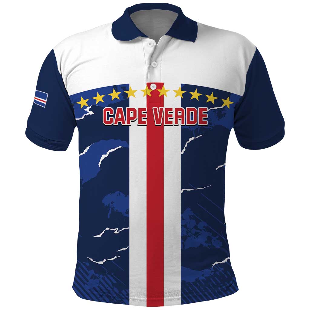 Custom Cape Verde Football Polo Shirt Blue Sharks Sporty