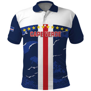 Custom Cape Verde Football Polo Shirt Blue Sharks Sporty