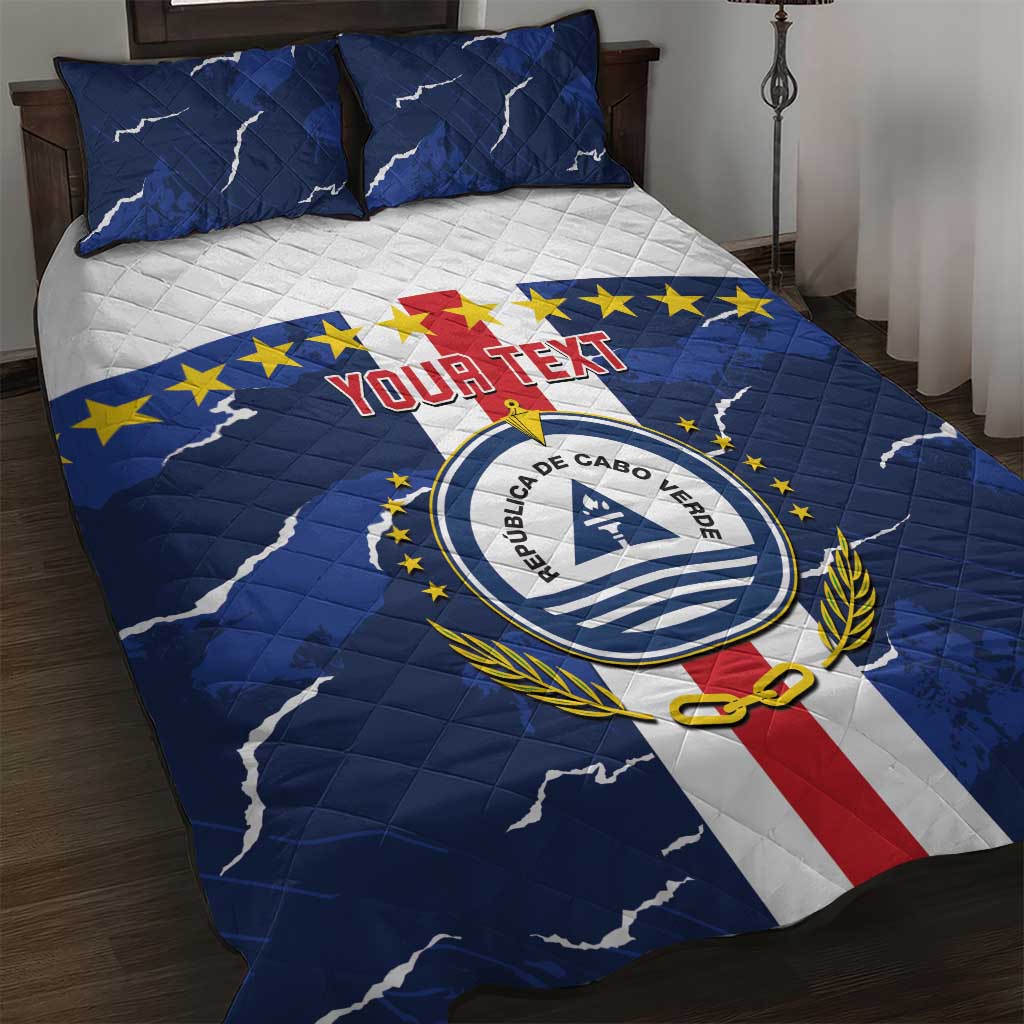 Custom Cape Verde Football Quilt Bed Set Blue Sharks Sporty