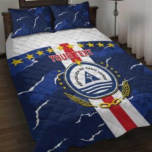 Custom Cape Verde Football Quilt Bed Set Blue Sharks Sporty