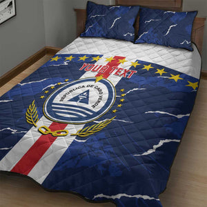 Custom Cape Verde Football Quilt Bed Set Blue Sharks Sporty